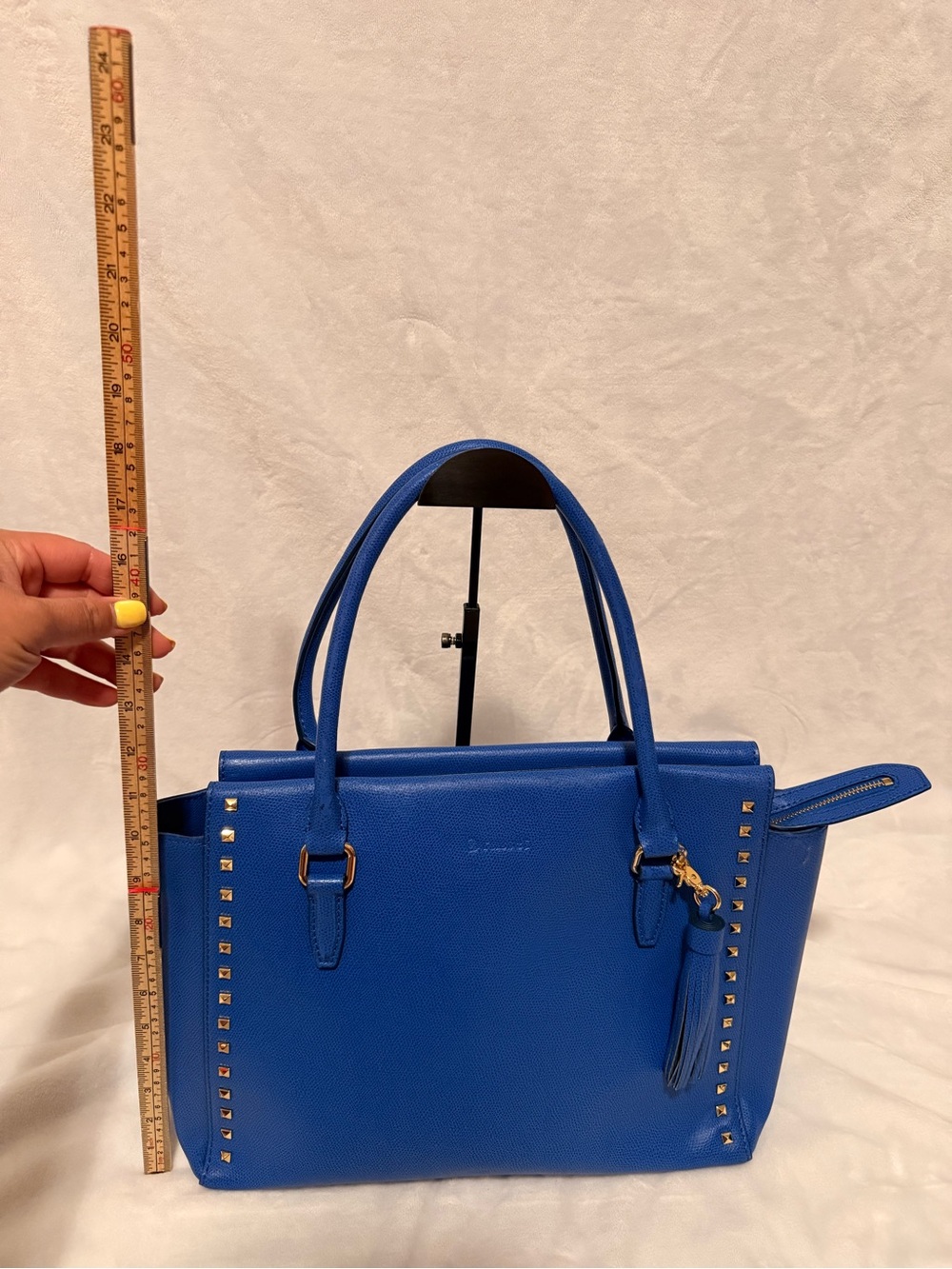 Russet Studded Leather Tote Bag with Tassel - Picture 2 of 16